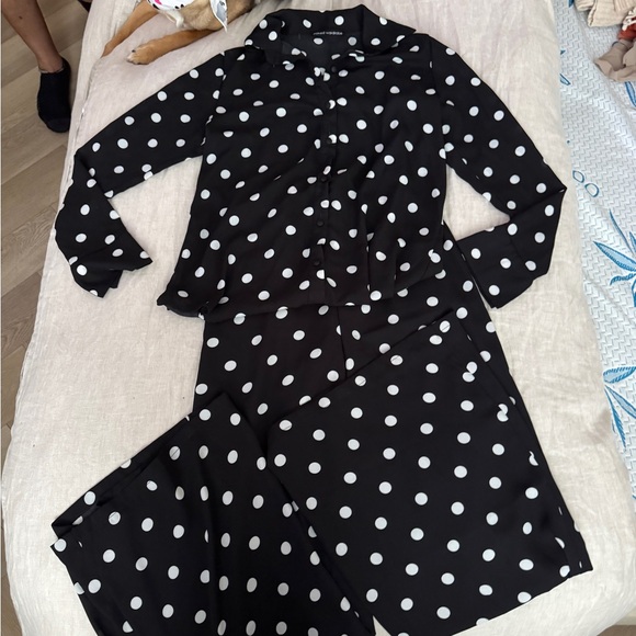 naked wardrobe Pants - Naked Wardrobe Black and White Polka Dot Top